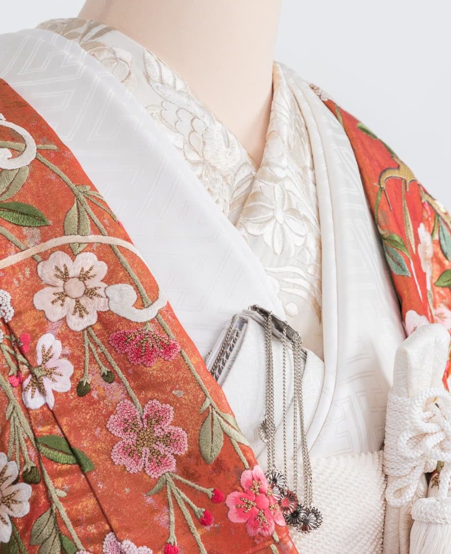 桜の花の総刺繍 袋帯 六通 グラデーション 着物 （着物のプロが